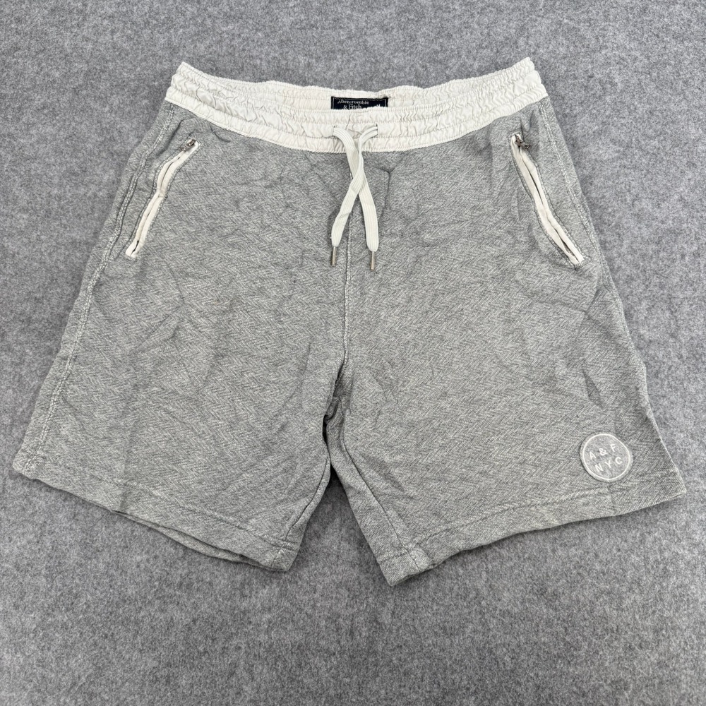 Y2K Abercrombie & Fitch Shorts Mens M Gray Heathered Sweat Zipper Pockets EUC